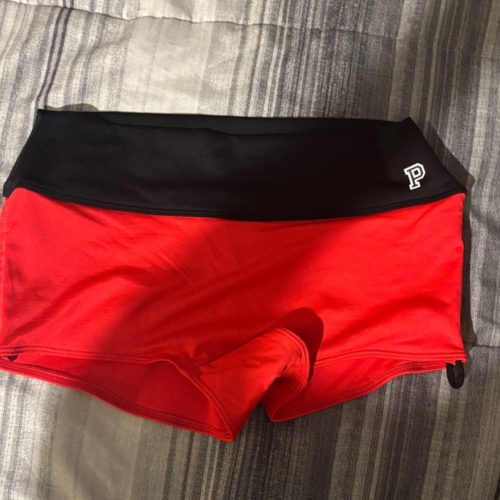 PINK Victoria's Secret Black Waistband Red Bike Shorts